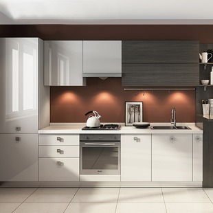 188金宝搏备用网址搭配之墨尔本整体橱柜定制,现代3米一字型整体橱柜,志邦白色厨房地柜+吊柜