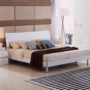 188金宝搏备用网址搭配之全友家私现代简约卧室四件套装,107019-4JT双人床+床头柜*2+床垫