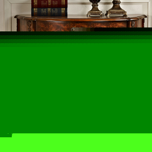 188金宝搏备用网址搭配之广兰精致雕花樱桃木玄关台,欧美式做旧半圆桌子,型号:GX80589