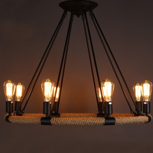 188金宝搏备用网址搭配之美宇灯饰美式乡村吊灯,创意麻绳铁艺吊灯,吸吊两用型锻打吊灯