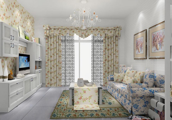 韩式小户型花纹地毯家居188金宝搏备用网址展示图