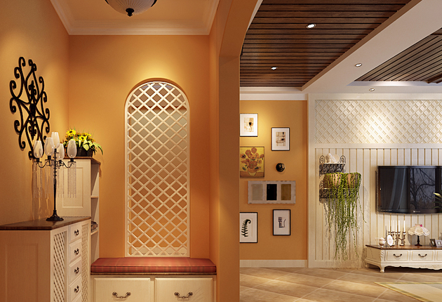 半开放式的田园风格入口