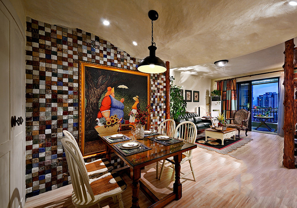 餐厅玻璃马赛克背景墙