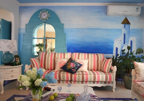 缤纷多彩的地中海客厅