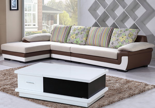 全友家私现代皮布艺沙发