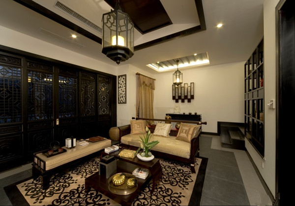 中式风格客厅灯笼吊灯搭配