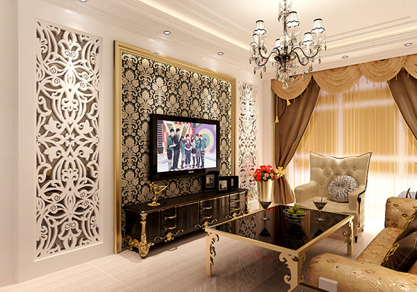 新古典风格客厅落地窗帘设计