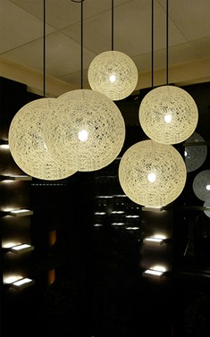 五头柳编麻球吊灯