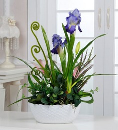 高仿真清新百合花盆栽