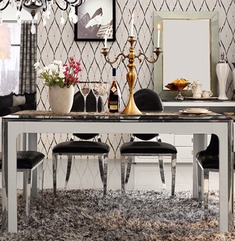 现代简约不锈钢餐桌椅