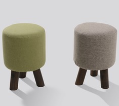 圆形布艺实木换鞋凳