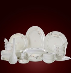 西式釉上彩56头陶瓷碗碟套装