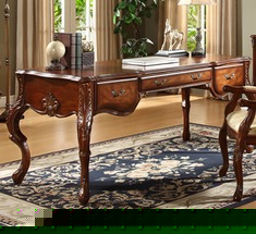 美式乡村雕花做旧移动书台