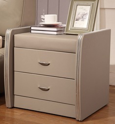 双抽屉皮质床头柜