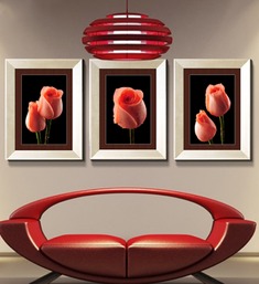 植物喷绘平面三联画