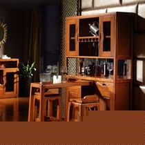 尚木世家S17水曲柳圆角打磨现代风格吧台,带旋转实木坐垫吧椅靓丽光泽吧台