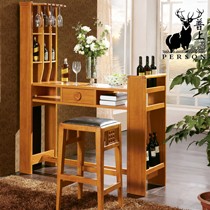 普上半哑光实木吧台,现代中式镂空酒柜吧台,8136型红橡木隔断吧台