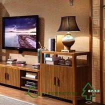 林氏木业9105中式边柜,虎斑实木环保防滑漆面角柜,圆角边缘大空间储物柜