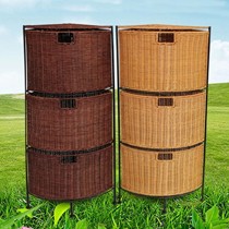 酷酷藤韩式田园三角柜,环保印尼藤手工编织墙角柜,抽屉式收纳柜