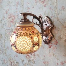 太古灯饰中式简约床头灯具,8048型号陶瓷LED镂空铁艺电镀壁灯