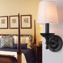 Epinl品牌美式乡村床头壁灯,铁艺灯体和布艺灯罩的LED灯饰,型号b005