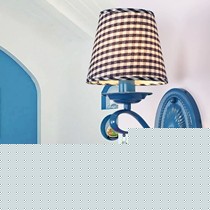 益虫灯饰过道壁灯,地中海布艺铁制壁灯,MB5238型蓝色格纹壁灯