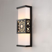 太古灯饰实木雕刻边框客厅壁灯,仿羊皮灯罩磨砂喷漆壁灯,型号: 5043H