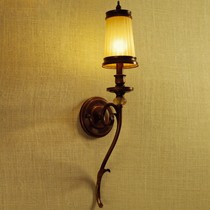 美然灯饰磨砂玻璃床头灯,客厅卧房走廊多用灯饰,铁艺做旧壁灯