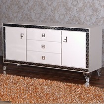 紫晨海阁新古典餐边柜,手工贴皮不锈钢储物柜,型号: HBG01