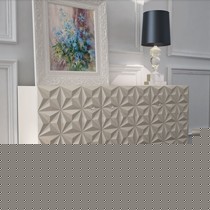 歌蒙钻石设计柜面餐边柜,白色钢琴烤漆收纳柜,新古典风格精简雅致