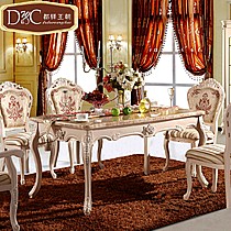 都铎王朝品牌实木大理石组合餐桌,纯手工精美雕花方桌,真材实料,品质如一,型号CT111