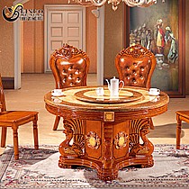 福尊品牌高档橡木餐桌,古朴亮丽色两层台面设计圆桌,旋转自如,健康环保,型号596