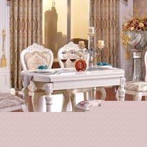 穆婉居欧式高档奢华餐桌,折叠伸缩环保雕花实木餐桌椅组合,型号: 9001