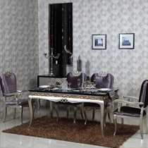 yl-10系列新古典烤漆环保实木餐桌,梵可可雕花镂空绒布餐桌椅组合