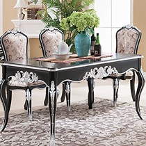 风飞扬橡木植物花卉雕花餐桌,高贵优雅手工描绘新古典长桌,货号CZH-151