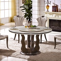 致美丽轩新古典餐桌椅,黑檀科技木餐桌椅组合,大理石圆桌t104