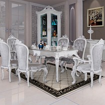 橙蒂长方形雕花银箔餐桌,橡木环保烤漆长桌,型号: SDF011