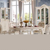 法丽莎家具欧式餐桌,进口橡木框架,纯天然大理石,雕花描银餐桌椅组合