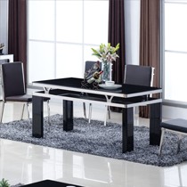 浩迈嘉黑色钢化玻璃餐桌,现代简约双层设计饭桌,型号: AA515AA时尚餐台