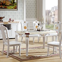 永旭加厚大理石餐桌,白色烤漆橡木桌,长方形实木餐桌型号: 8010