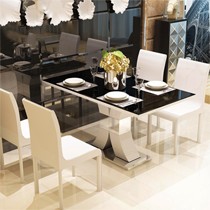 民越经济型长方形餐桌椅组合,C015鳄鱼纹餐桌椅,创意不锈钢玻璃餐桌