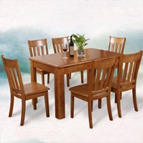 十木中式简约餐厅桌椅组合,9038木质耐用餐桌椅套装橡胶木实木