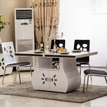 欧杰科9027大理石餐桌椅,小户型6人饭桌,烤漆储物柜体餐桌