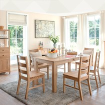 治木工坊纯实木餐桌,JYCZ-01白橡木饭桌,原木色带抽屉餐桌