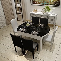 浪漫星带电磁炉餐桌,ct926#伸缩实木圆饭桌,简约钢化玻璃烤漆餐台