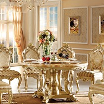 百佳惠0521大理石餐桌,欧式圆形餐桌椅,红龙玉餐台饭桌子