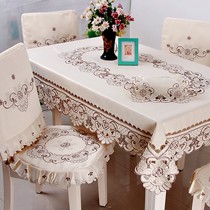 钟神秀牌浅黄色欧式餐桌布,典雅简欧绣花餐桌布,多样款式造型选择