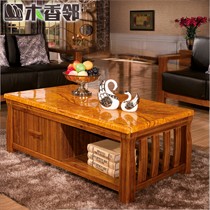 沃的中式古典实木茶几,进口橡木防腐防潮茶几大理石台面