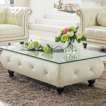 阿诗郎A851B浪漫欧式水晶扣玻璃茶几,奢华皮艺圆形长方形茶几
