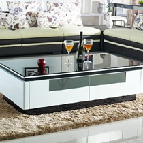 逸致简约现代风格客厅茶几,特级钢化玻璃台面防撞耐高温,黑白烤漆工艺耐脏易清洁